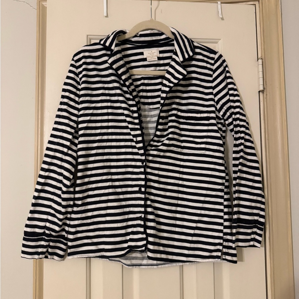 Kate Spade Black and White Striped PJ top